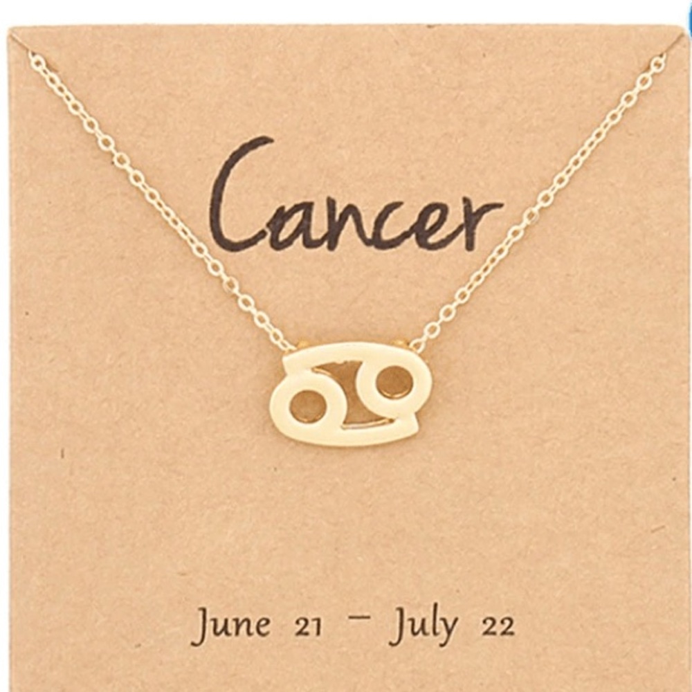 CANCER Zodiac Necklace, GOLD